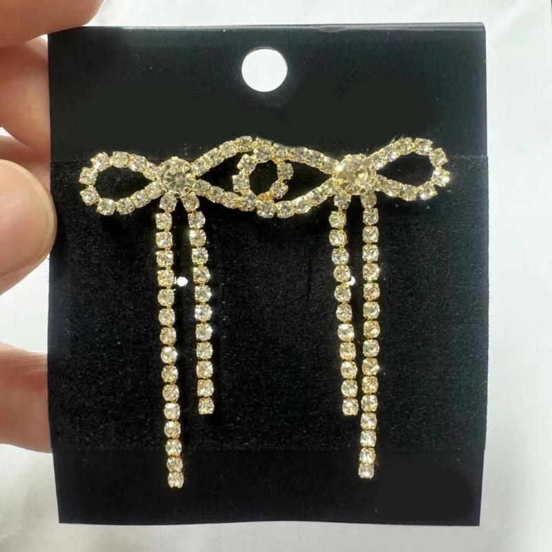 Cercei cu Pandantiv Fundă cu Strasuri Aurii/Argintii Rafinați Ciucuri de Cristal pentru Femei și Fete Bijuterii de Nuntă