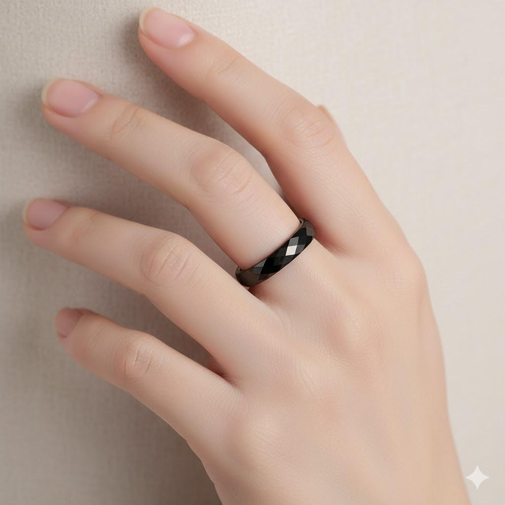 3mm Ceramic Wedding Band for Women Minimalist Black White Stackable Hypoallergenic Ring Gift