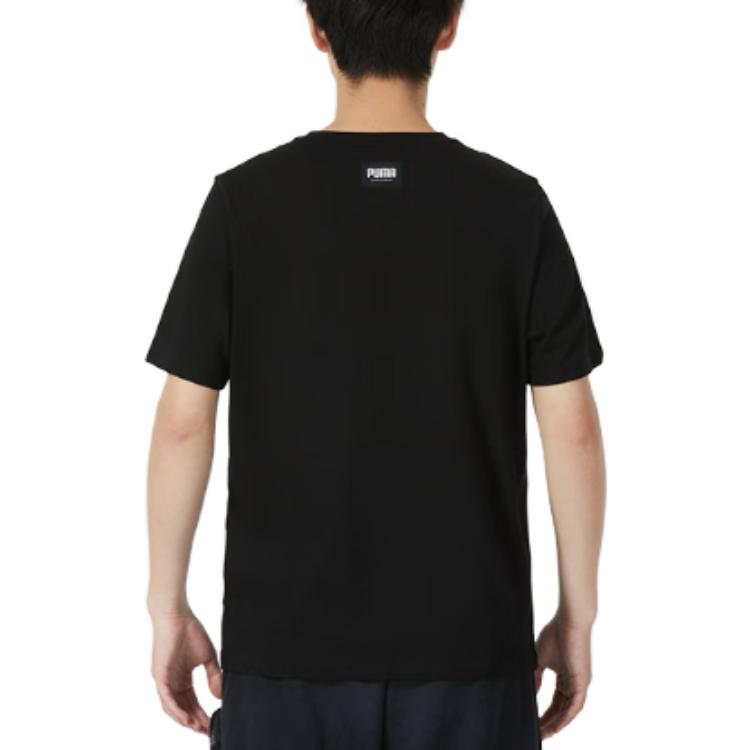 Puma Letter Print Breathable Casual Round Neck Short Sleeve T-Shirt Men Tops Black 845911-51
