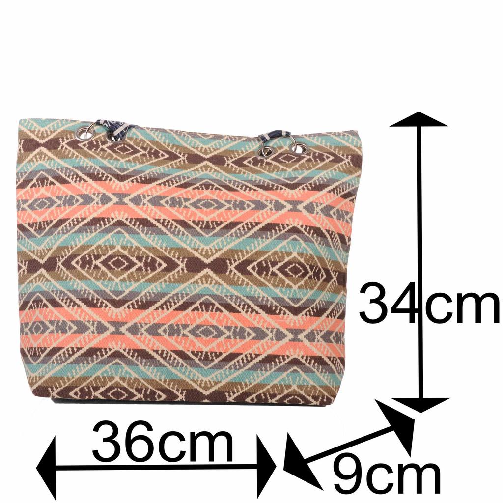 Boho Strandtasche Ethno Azteken Muster mit Reißverschluss