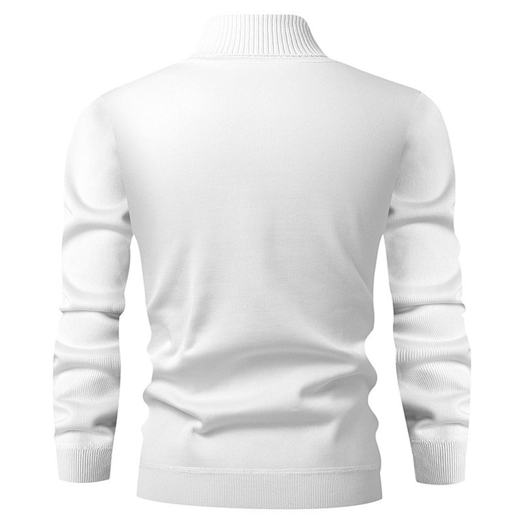 Men's Turtleneck Slim Fit Pullover Plus Velvet Long Sleeve Solid Color Sweater Men's Warm Knitted Sweater