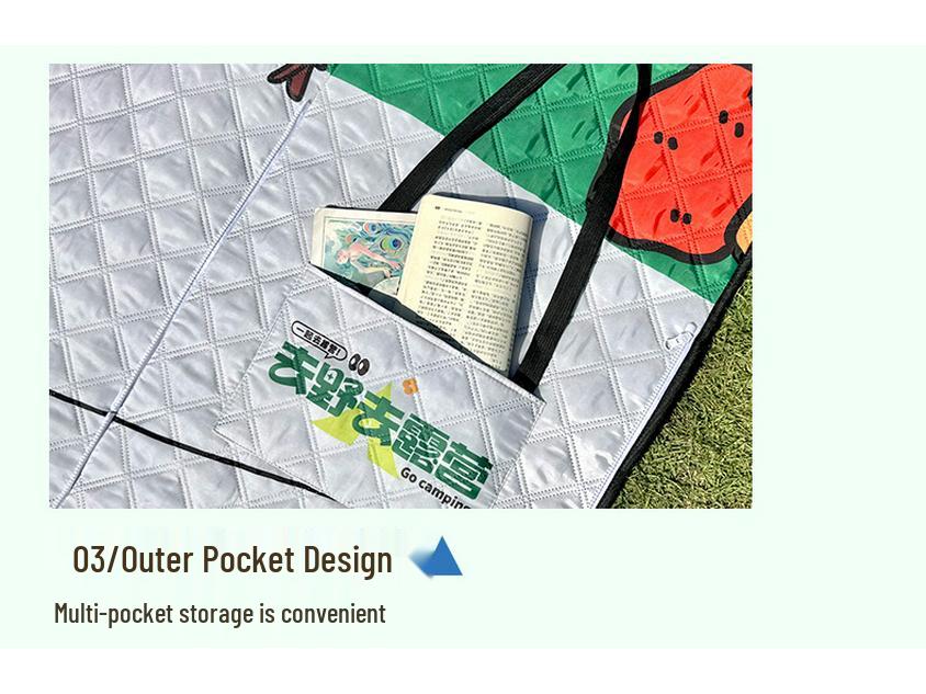 Ultrasonic Waterproof Picnic Mat with Zipper Backpack - Moisture-Proof, Thickened, Foldable, Portable Cushion.