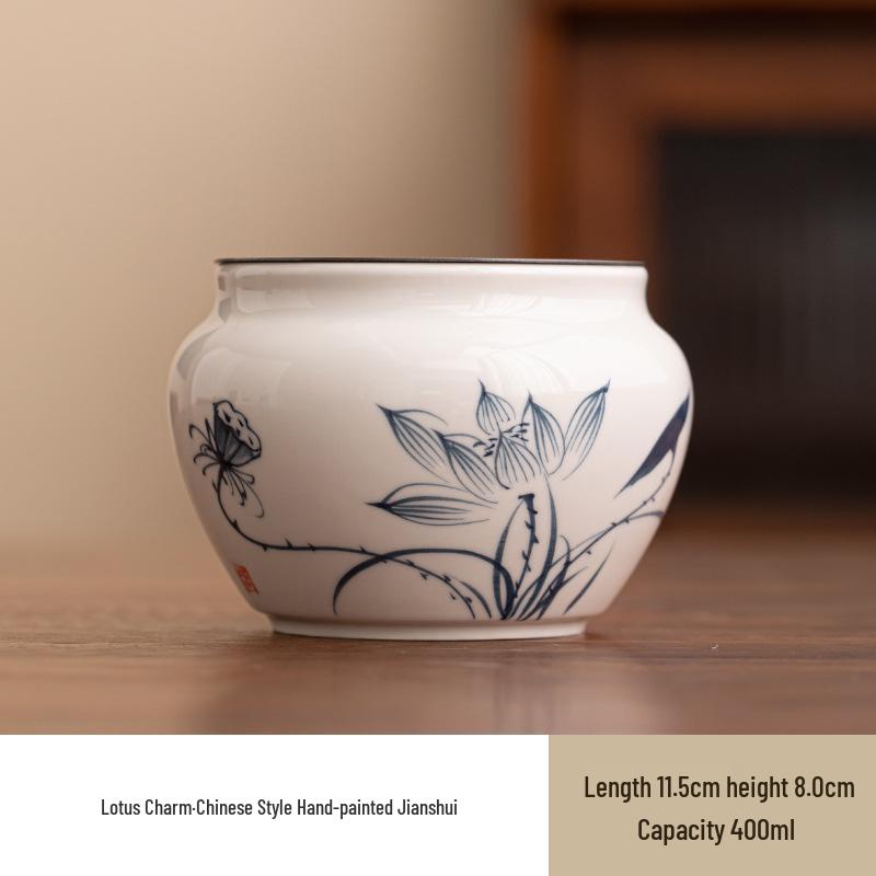 Hand-painted Ash Glaze Jianshui Ceramic Tea Wash Bowl (Kung Fu Tea Set)