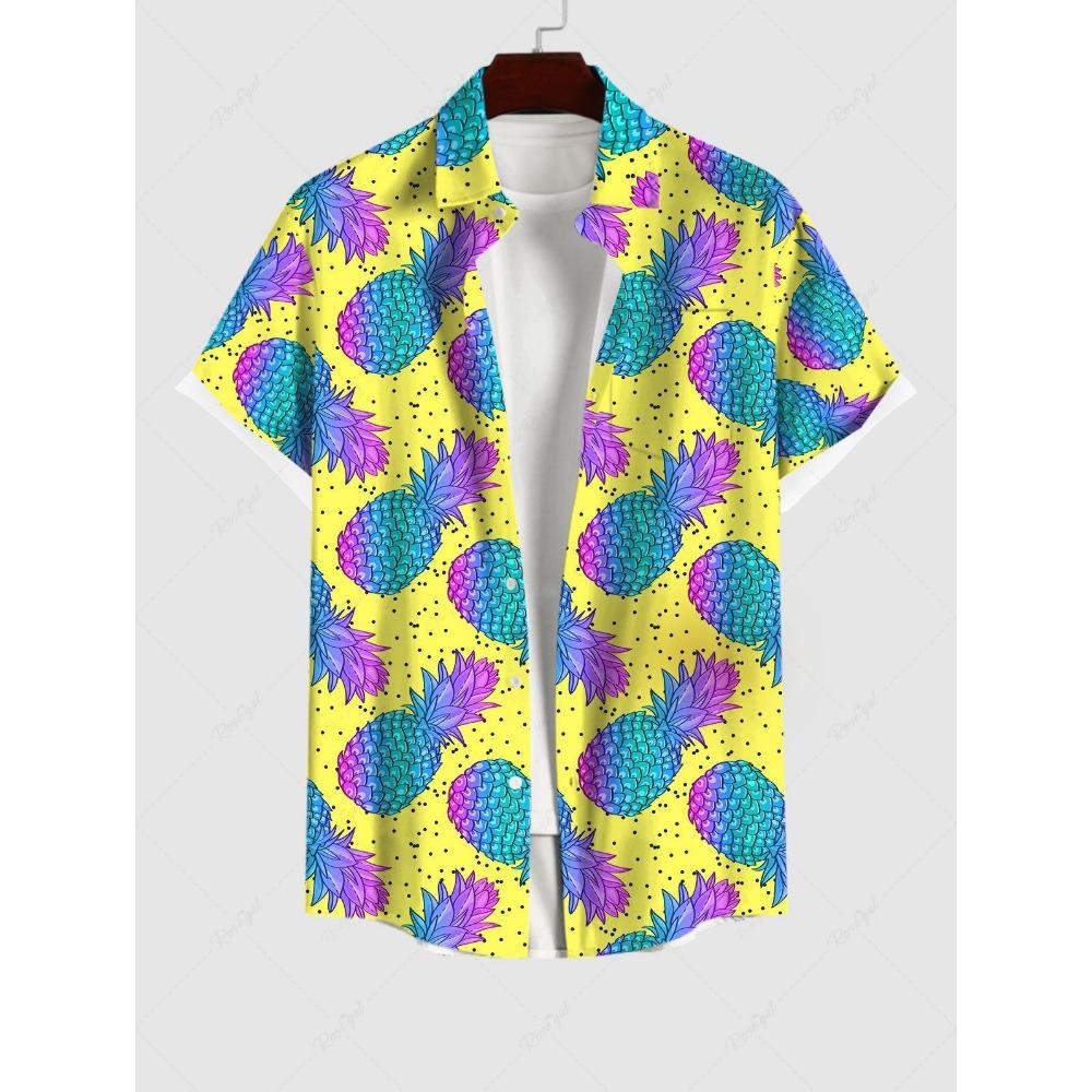 Men's Plus Size Summer Casual Shirt 3D Printed Hawaiian Shirt Beach Vacation Button Short Sleeved Shirt Men's Casual