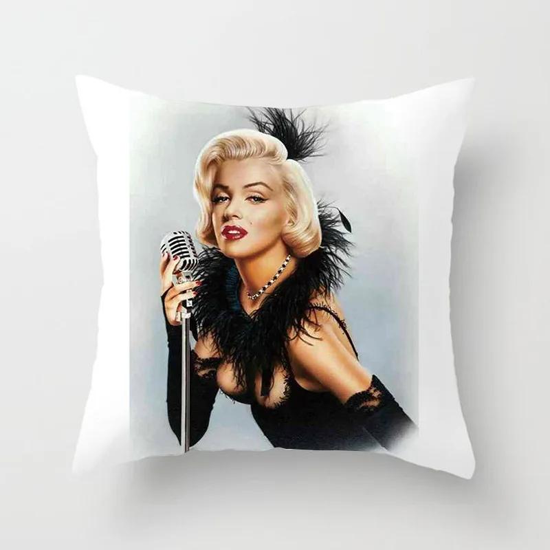 Marilyn Monroe Cushion Cover Decorative Polyester Sofa Throw Pillow Cover Retro Women Super Stars Pillowcase Home Decor 45X45CM