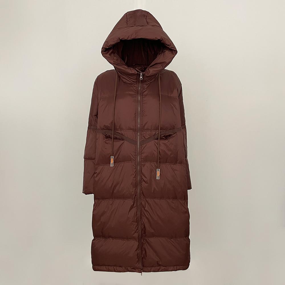 OFTBUY 2024 Winter Weiße Entendaunenmäntel Klassische Dicke X-Lange Warme Jacke Elegante Große Lose Daunenjacke Mit Kapuze