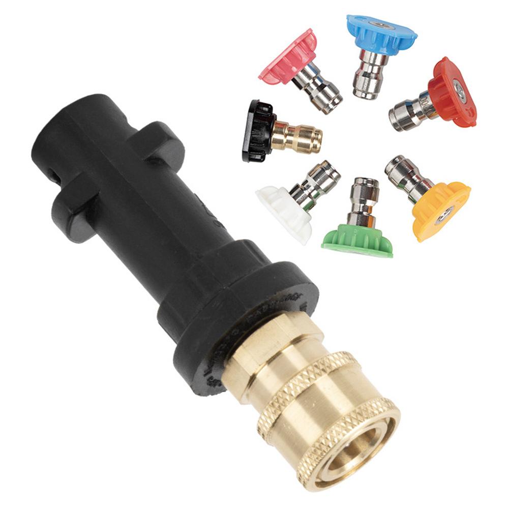 1/4 Quick Connect Pressure Washer Adapter Nozzle Tips Set Compatible With Karcher- K2 K3 K4 K5 K6 K7- High Pressure Cleaner Tool