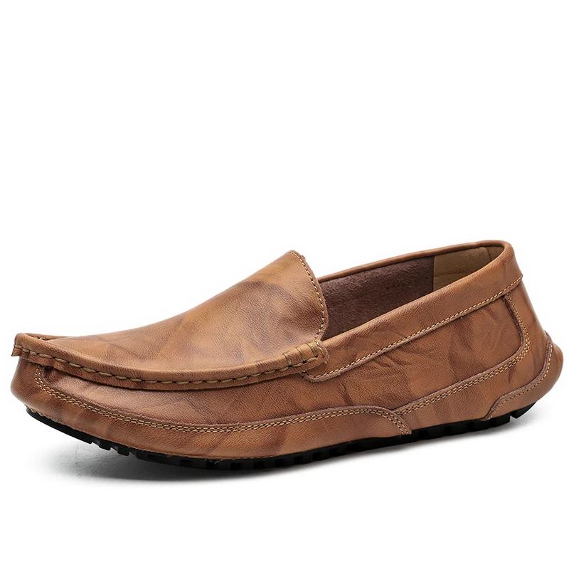 Mocassini da Uomo Vera Pelle Scarpe Casual da Uomo Classiche Scarpe da Barca Calzature da Uomo Leggere Taglie Forti 38-48