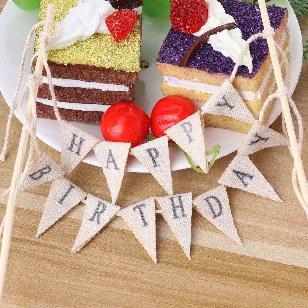 Cupcake Cake Flag Bunting Pennant Happy Birthday Banner Party Supplies Cake Decoration Cake Topper
