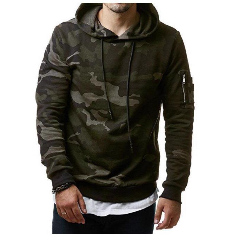 Men S Casual Camouflage Long Sleeve Hooded Pullover Sweatshirt