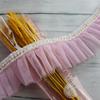 7cm Widened Pink Bead Ribbon Border Pleated Lace DIY Children's Clothing Collar Cuff Skirt Trim Sewing Decoration Accessories