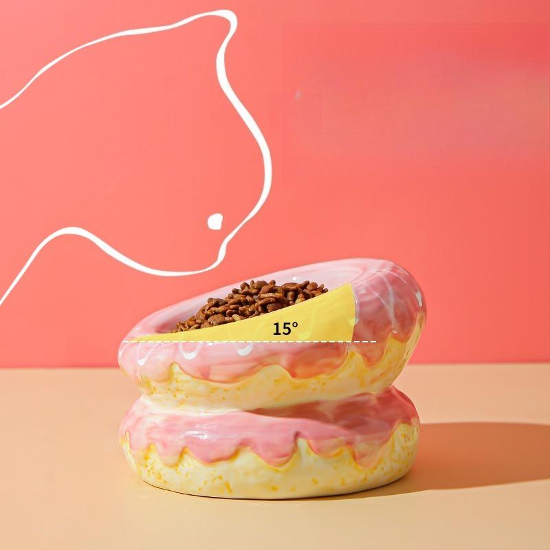 Ceramic Cat Bowl Donut Food Bowl Drinking Water Bowl Food Bowl Anti Tipping Cat Food Bowl Cat Food Bowl Water Bowl Dog Rice Bowl