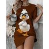 New Size Plus Western Cute Duck Pajamas, Women'S Nightgown Dress, Machine And Hand Washable