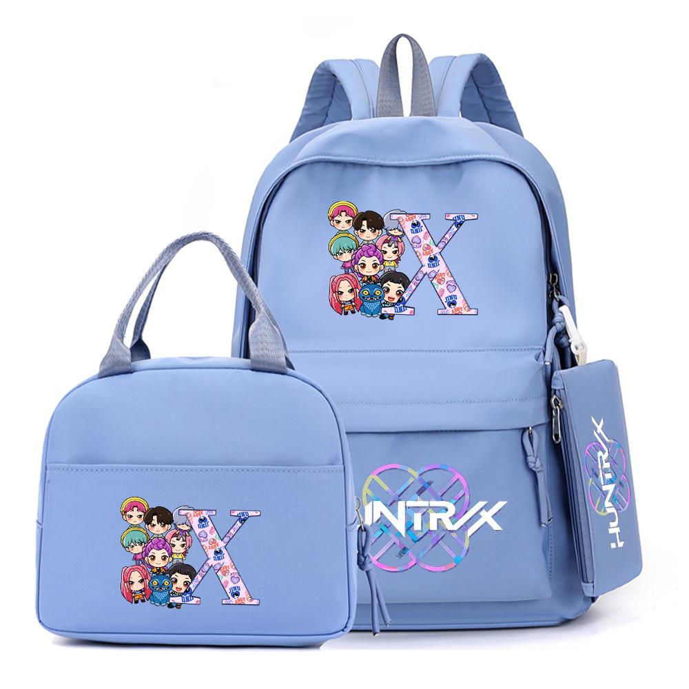 3Pcs/set 26 English Letter K-Pop Printed Backpack with Handbag Pencil Case for Teenager Student Boy Girl Bookbag Women Large Capacity Travel Bag