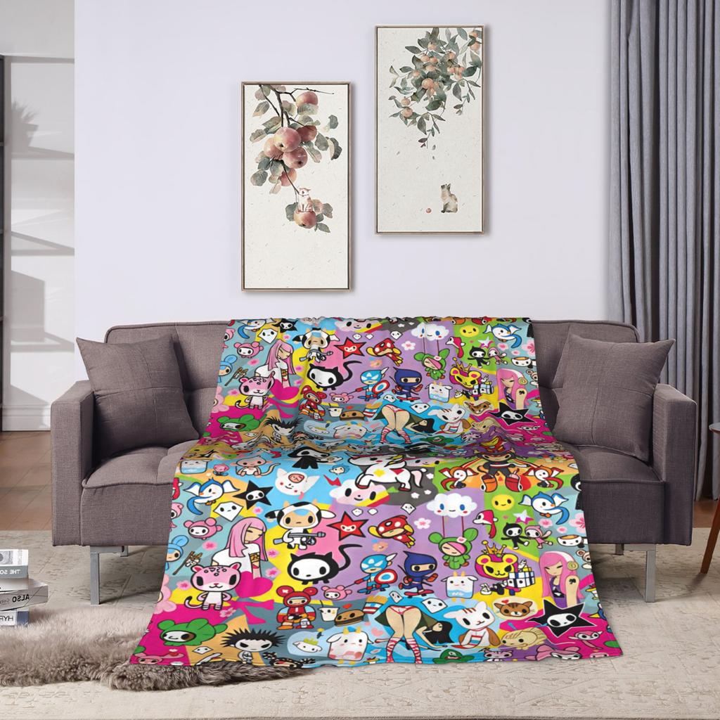 T-Tokidoki-S Warm Soft Blanket Decorative Plush Throw Blanket Street Trend Couch Chair Flannel Bedspread Sofa Bed Cover