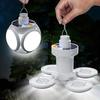Portable Solar Camping Light Rechargeable Outdoor Tent Lamp Folding LED Football Bulbs with Hanging Hook Fishing Hiking Lantern