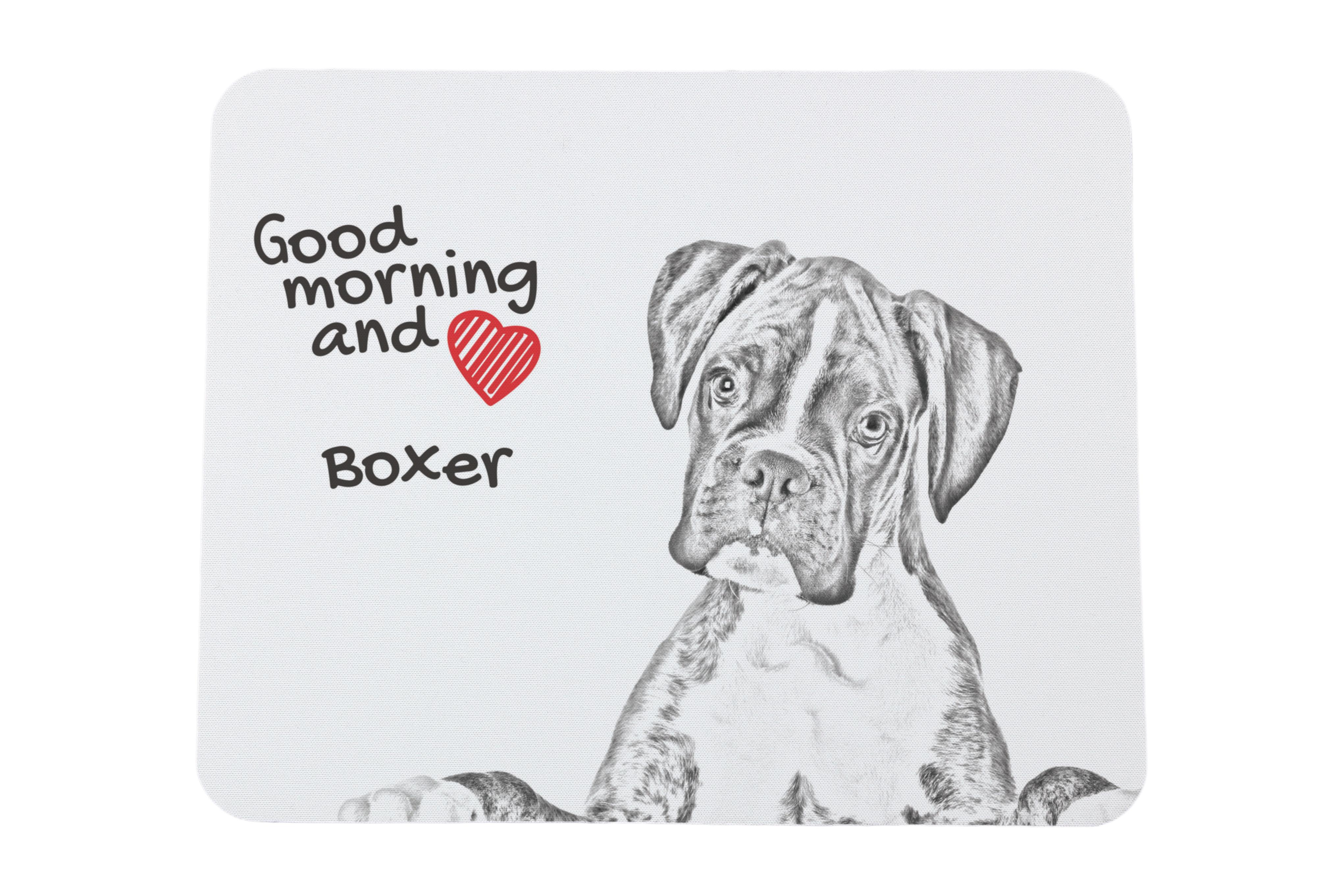

Boxer, German Boxer III - mouse pad with print, personalized dog-themed mouse pad, unique gadget for an office worker by Art-Dog brand білий