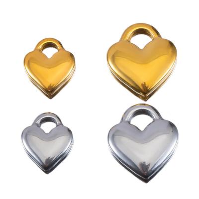 5pcs Glossy Heart Lock Charm Stainless Steel Gold Color Love Couple Pendant Earring Necklace Choker DIY Jewelry Making Wholesale