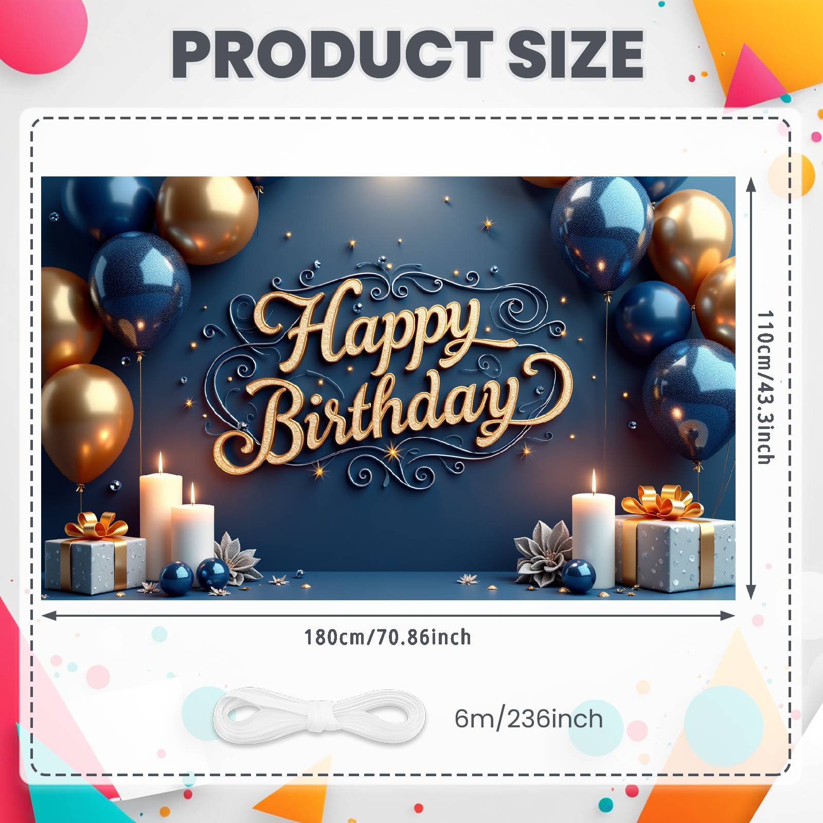 

Birthday Party Display Elegant Design Birthday Event Banner Display Blue & Gold Color Scheme Birthday Gathering Banner