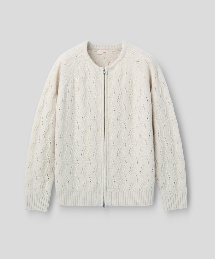 MMIC Wavy Zip Cardigan (Ivory)
