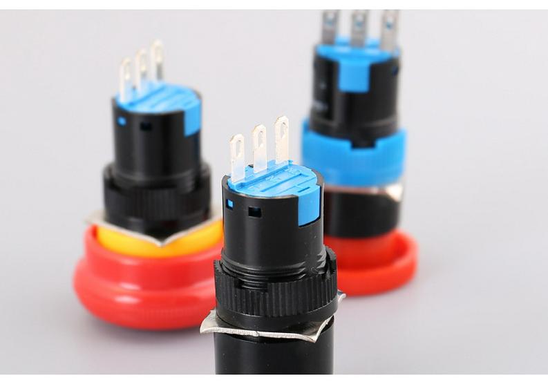 16mm Large Face Mushroom Head Emergency Stop Button - Latching Type Switch for Industrial Power Equipment