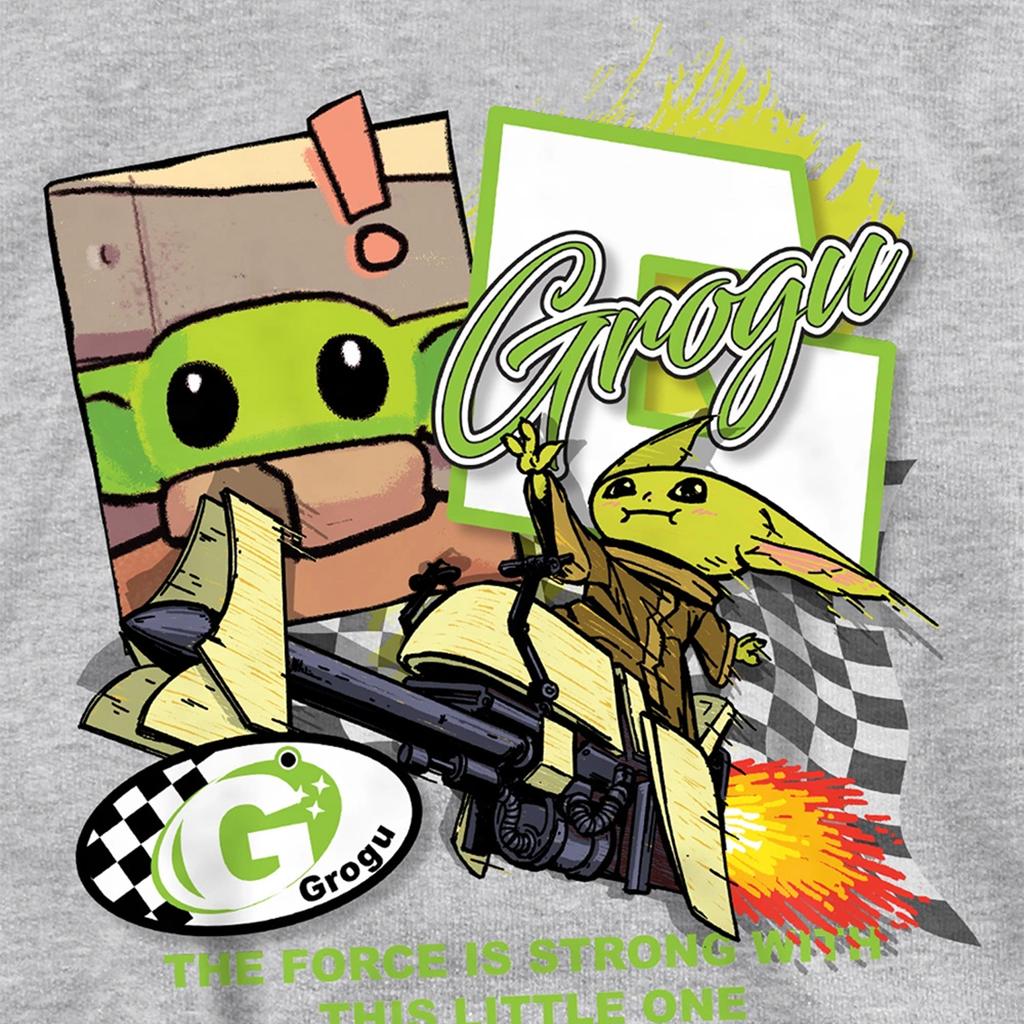 Star Wars The Mandalorian Childrens/Kids Racing Speeder Bike Grogu Heather Hoodie