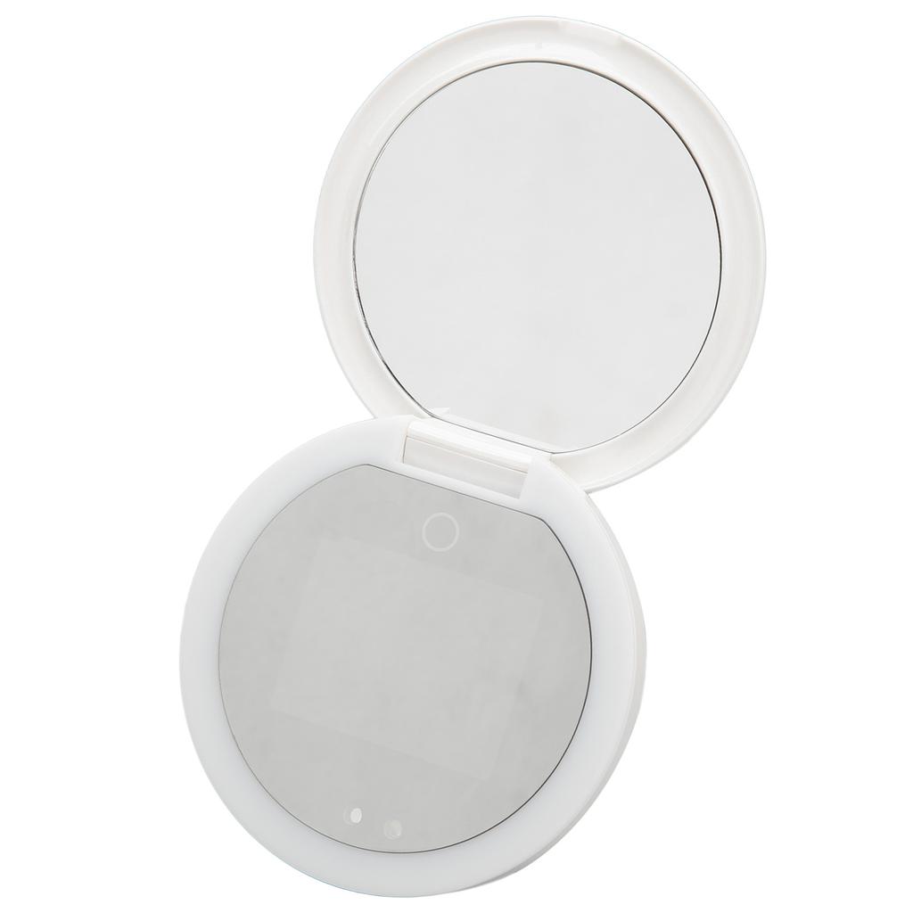Travel Compact Mirror with UV Camera Sun Testing Double Side Adjustable Light Makeup Mirror for Pocket Purse Handbag