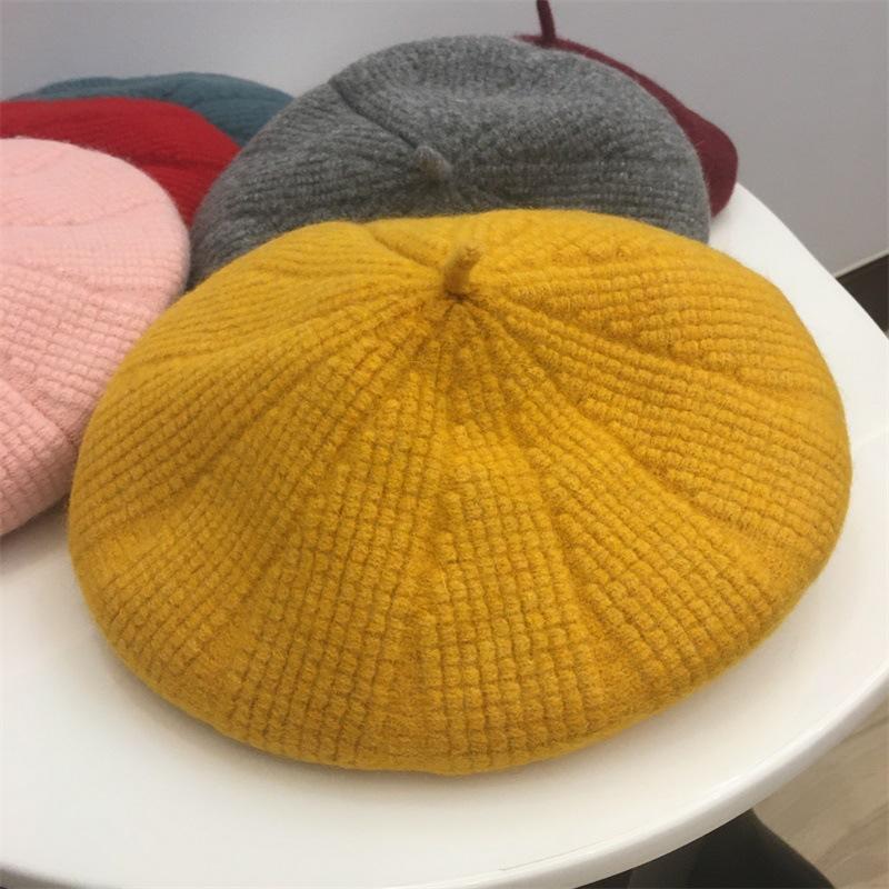 Hat Lady Autumn and Winter Wool Wool Beret Literary Retro Pumpkin Hat Versatile Painter Hat Tide