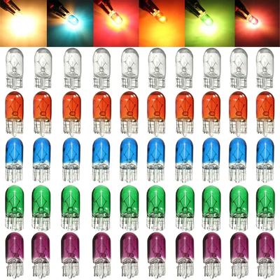 10 peças de lâmpadas halógenas T10 para carro, 5W, 12V, lâmpadas brancas para instrumentos, luzes de leitura, acessórios para lâmpadas de liquidação