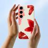 For Samsung Galaxy S25 FE Case Red Flower Pattern Printing Straight Edge TPU Phone Back Cover