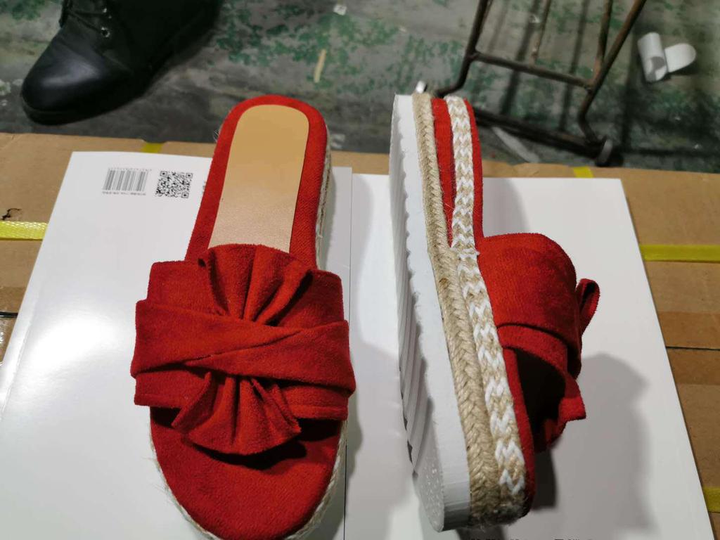 2025 Summer Women's Bow Beach Wedge Sandals - European/American Style, Thick Sole, Hemp Rope, Large Size