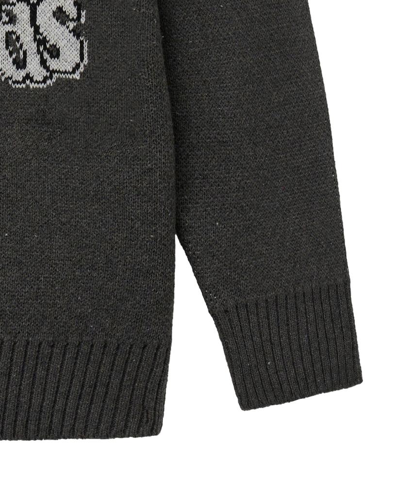 STANDARDERROR 87-Stan191 Art Lettering Oversized Jacquard Knit Charcoal