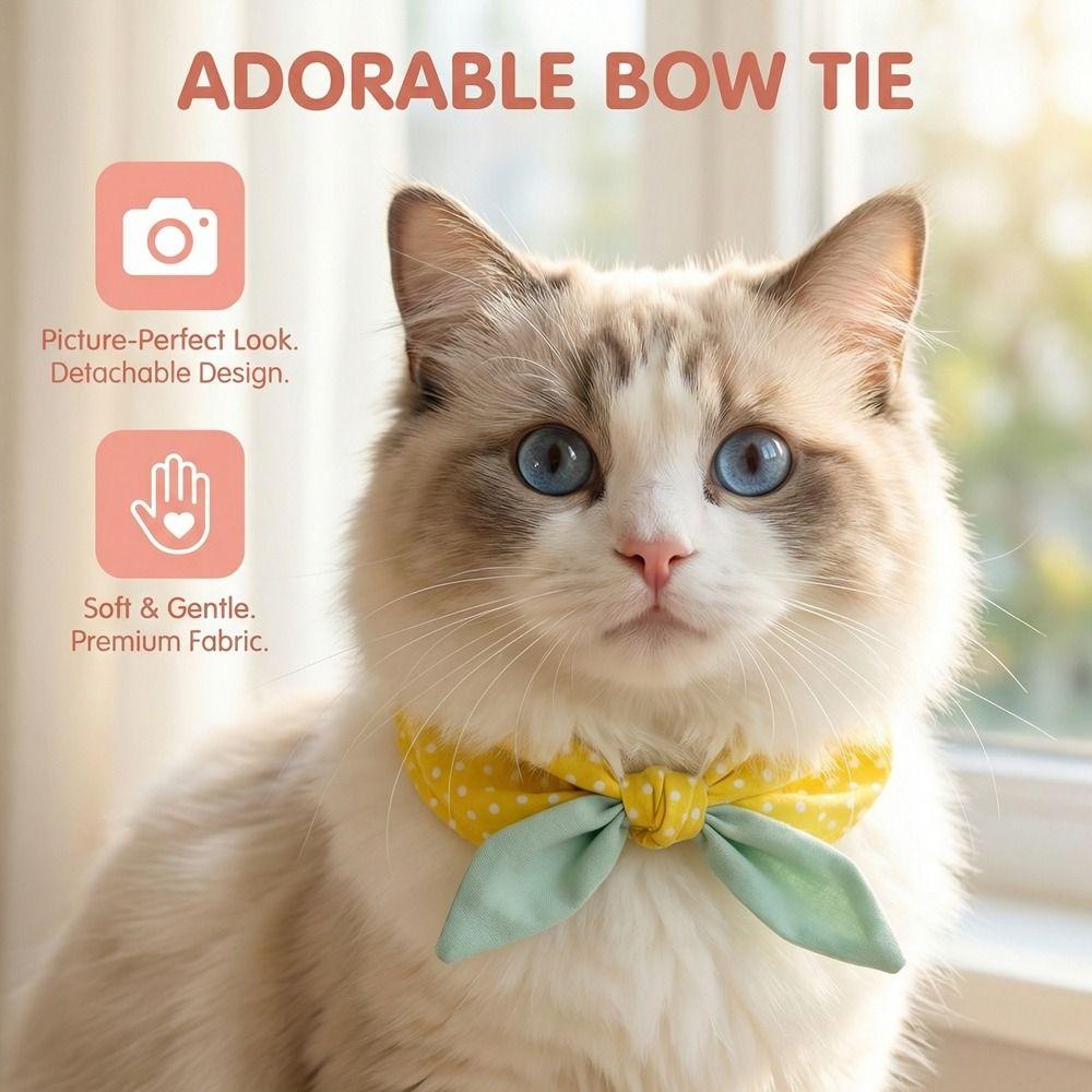 Comfortable Dog Collar Plaid Pattern Cat Bow Tie Pet Accessories Pet Cat Scarf  Take Photos