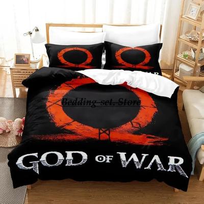 Zestaw pościeli God of War Pojedynczy bliźniak Pełny Królowa Król Rozmiar Zestaw pościeli Aldult Dziecko Sypialnia Poszewka na kołdrę Zestawy Anime Zestaw prześcieradeł