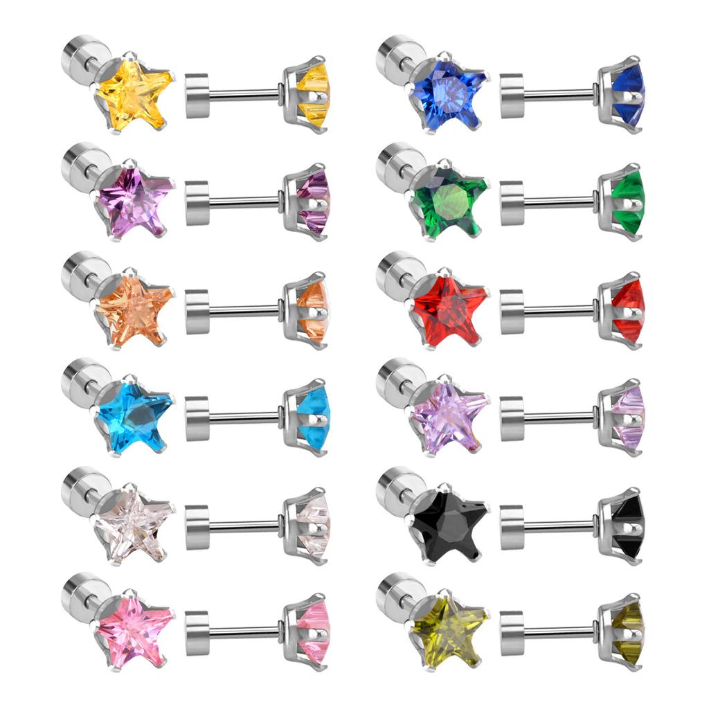 Titanium Steel Crystal Stud Earrings Sweet Cute Light Luxury Fashion Jewelry for Women Girls