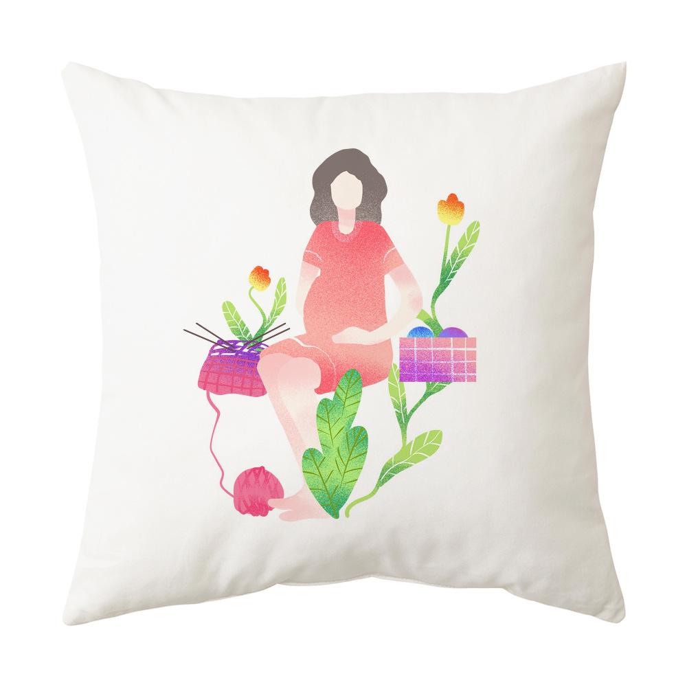 Mother's Day Pillowcase Single-sided Printed Cushion Cover Sofa Pillow Peach Skin Velvet Linen Pillowcase
