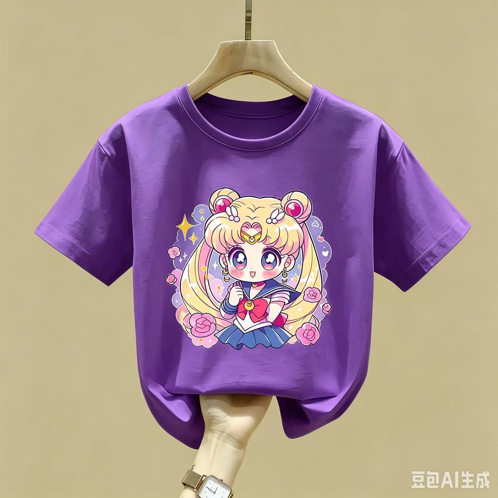 Maglietta Sailor Moon Bambini Ragazza Ragazzo Vestiti Estivi Neonato Cotone Magliette Stampa Manica Corta Top Bambini Toddler Anime Magliette Regalo