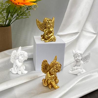 European Golden Little Angel Figurine Cute Resin Fairy Girl Sculpture Cupid Statue Home Decor Table Wedding Ornaments Gift Kids
