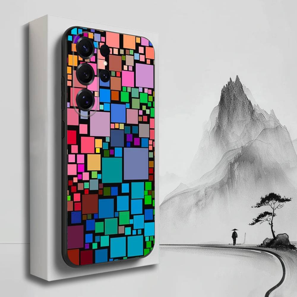 3D Art Block Cool Phone Case For Samsung S25,S24,S23,S22,S21,S20,S10,Ultra,Plus,Lite,FE,Soft Silicone Black Cover