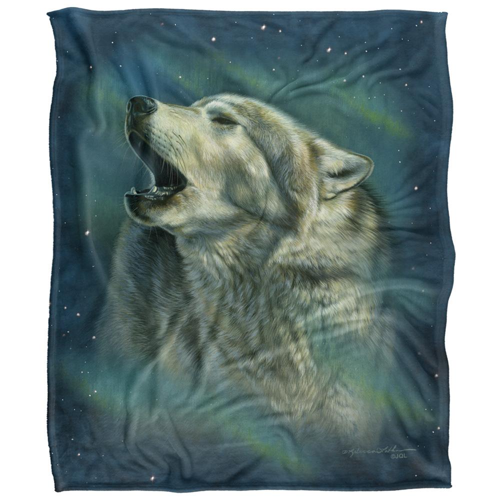 Aurora Silky Howling Wolf Supersoft Blanket