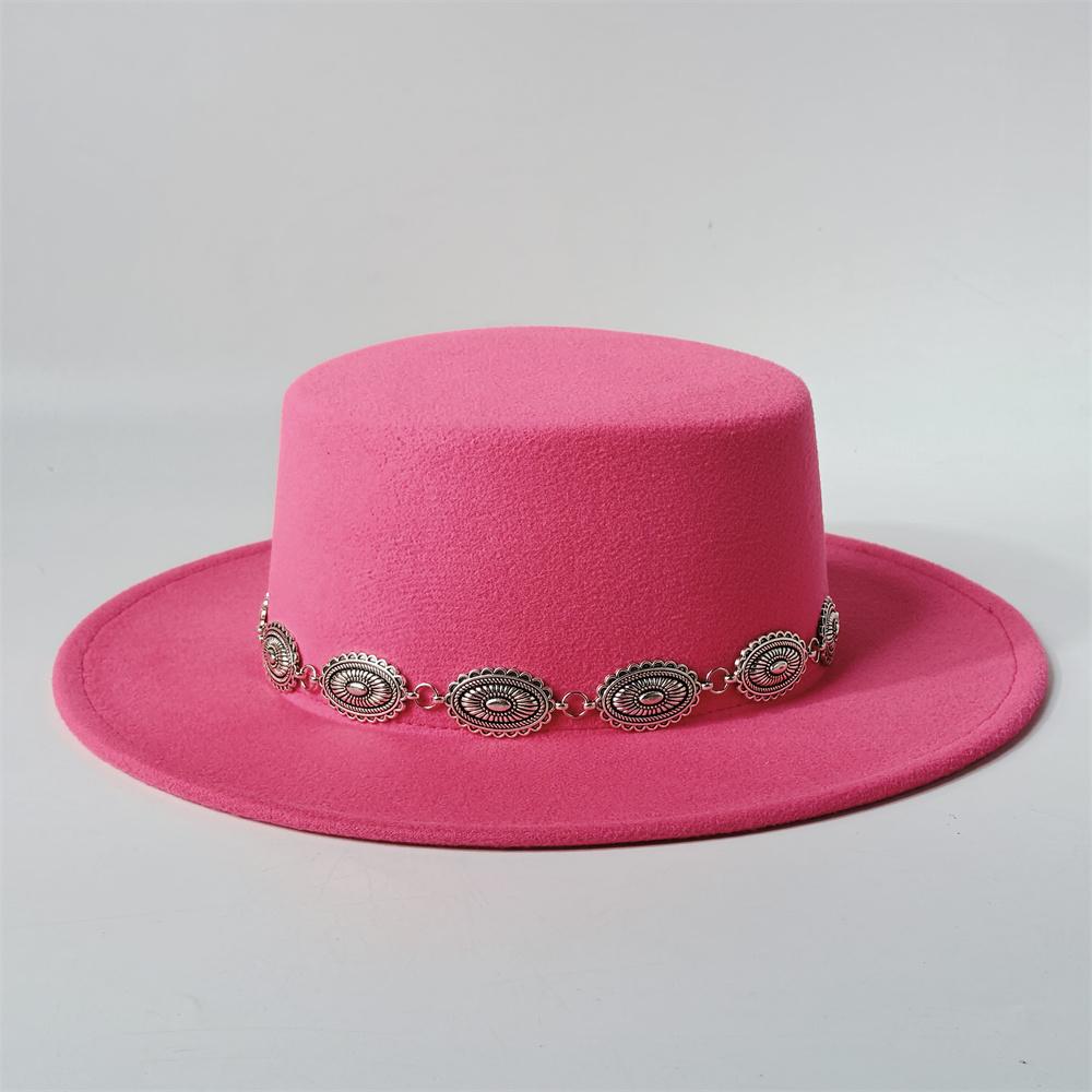 Unisex Klassische Filz Kirchenhüte Britischer Stil Breiter Rand Oberer Fedora Hut Hochzeits Verkleidung Breiter Rand Flacher Oberteil