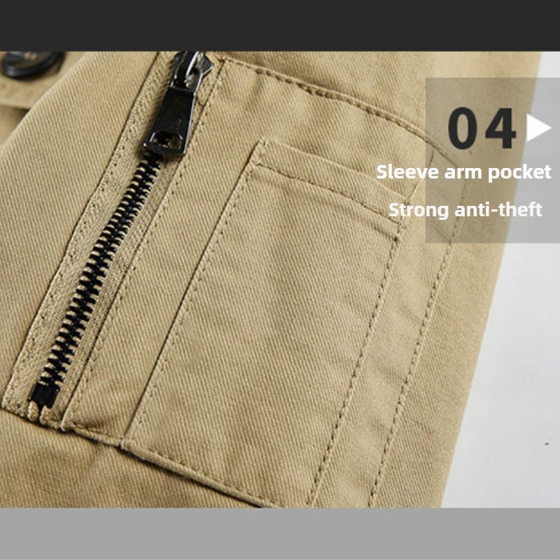 Winter Men's Cotton Coat Plus Velvet and Thickened Coat, Work Jacket, Multi-pocket Hooded Top Coat