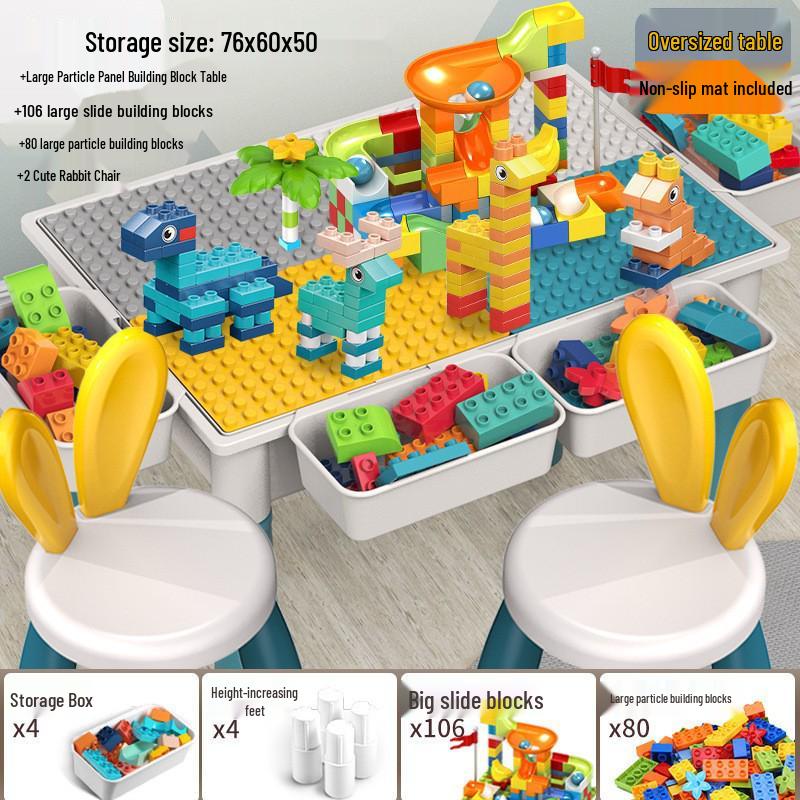 Multifunctional Building Block Table for Kids, Compatible with Large Lego Pieces, Educational Toy for Boys Ages 3-6