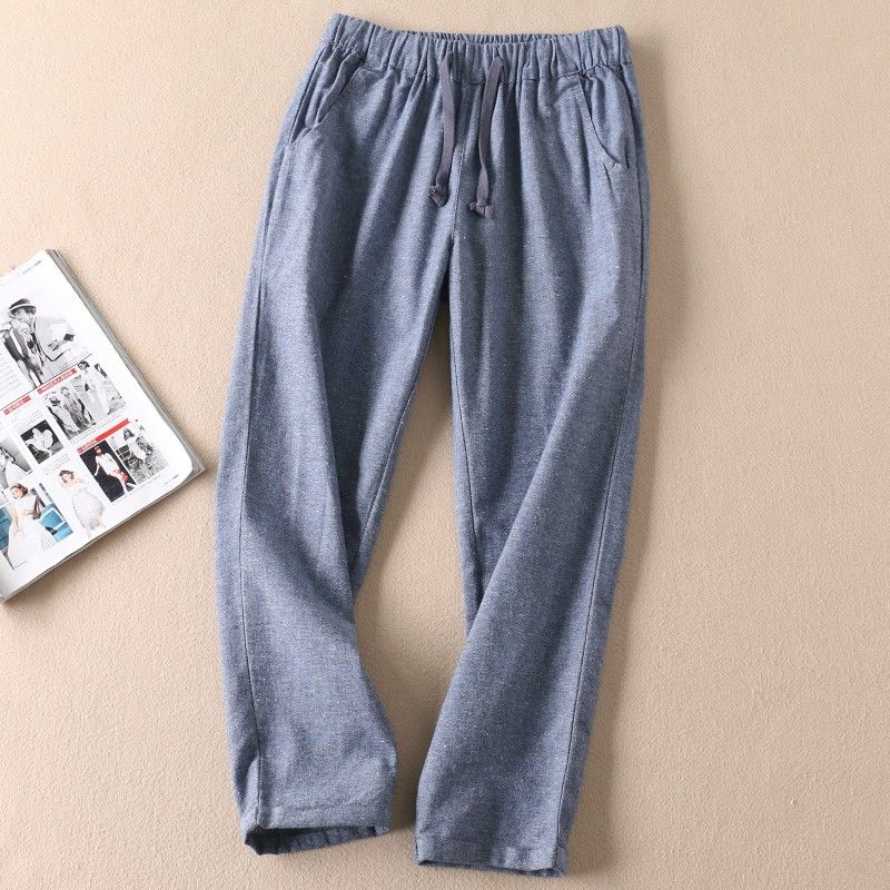 

Wc102 Summer Thin and All-Matching Cropped Casual Pants Blue Gray 26