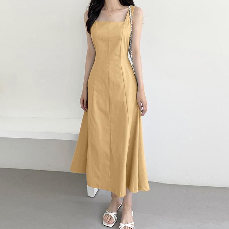 ZANZEA Women Casual Square Collar Summer Sleeveless Long Dress