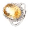 Anello del Tesoro in Argento Sterling S925 Placcato Oro 18K Colore Naturale Anello per Dito Indice di Lusso Leggero Premium Gioielli Energetici Cristallo Giallo Viola Bianco Donna
