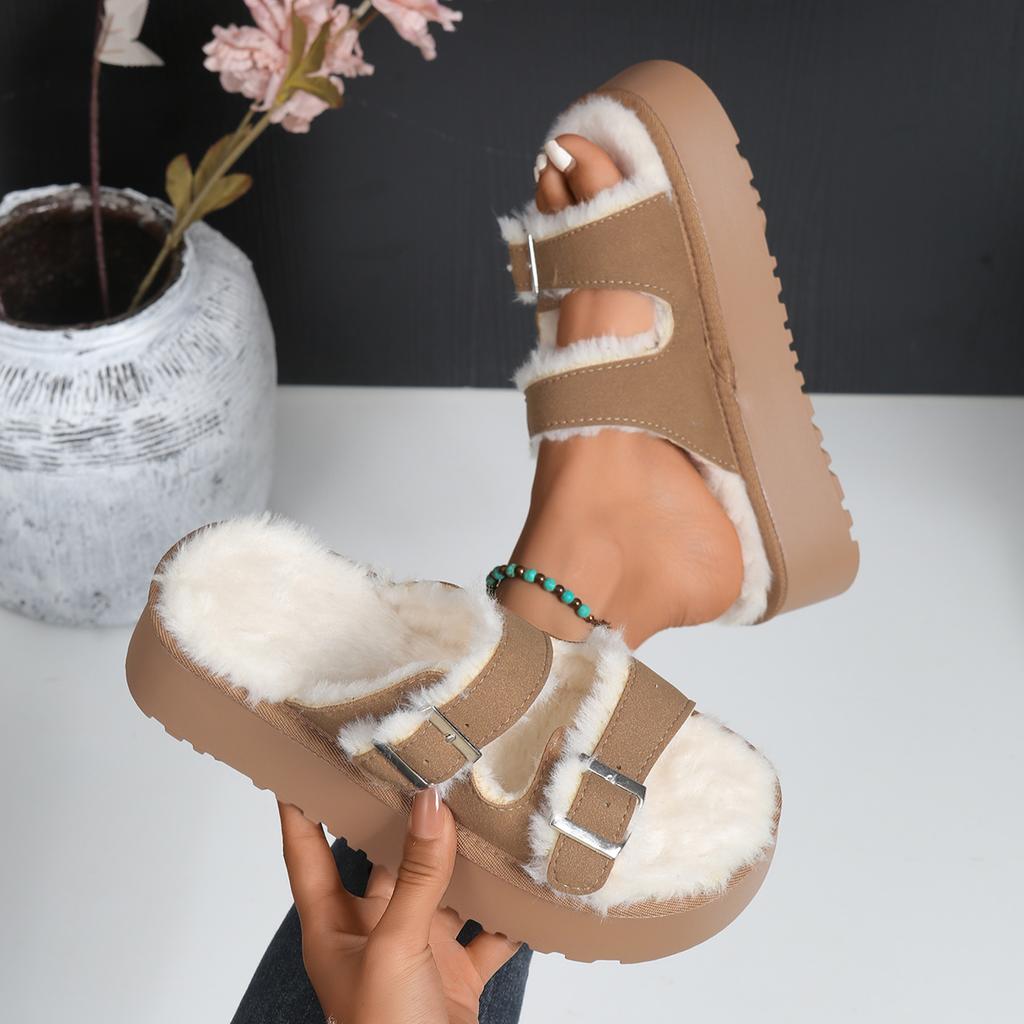 Women Slippers 2025 New Winter Platform Shoes for Women Spring Solid Sandals Slip on Comfortable Slippers Slides Women
