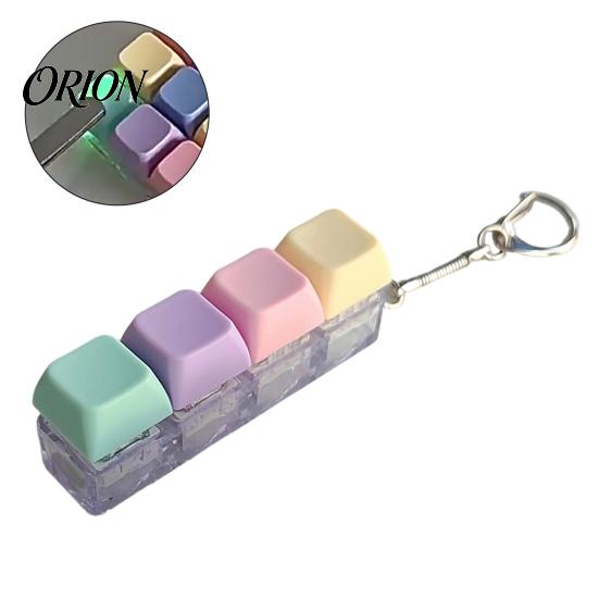 Mechanical Keyboard Fidget Keychain 2/3/4/9-Keys Toy, Stress Relief Push Button Finger Toy Clicker LED Light-up Tactile