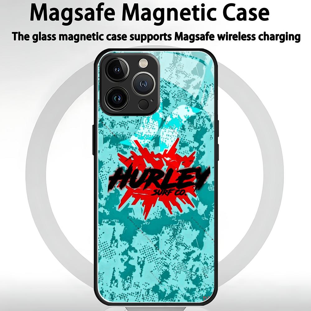 

Hot Brand Hurley Phone Case For iPhone 17 air 16 e 15 14 13 12 11 Plus Mini Pro Max Glass Magnetic Case iPhone 13