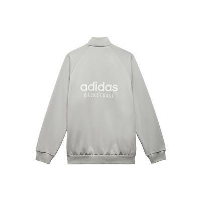 adidas Originals Basketbol Bölüm 1 Düz Logo Baskılı Spor Ceket Unisex Ceket Gri HN9269